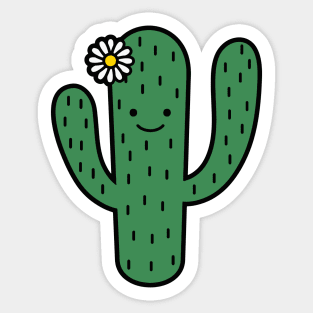 Adorable Smiling Saguaro Cactus Doodle Sticker